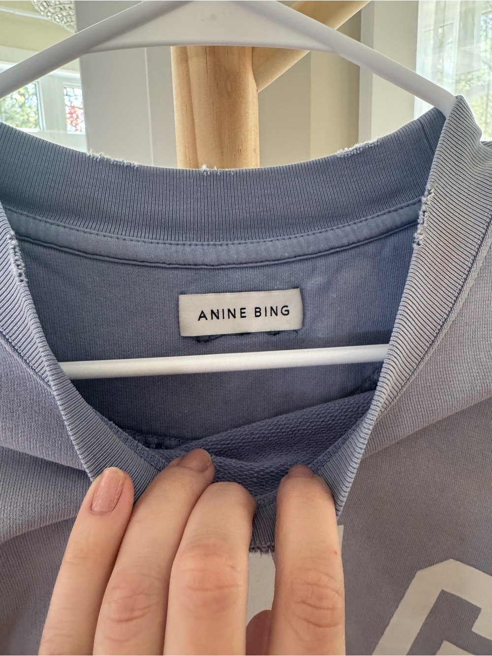 ANINE BING B.I.N.G. Oversized Sweatshirt Small lavender Graphic Pullover - Picture 3 of 6